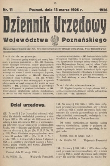 Dziennik Urzędowy Województwa Poznańskiego. 1926, nr 11