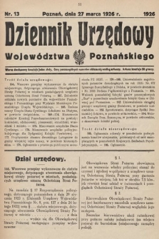 Dziennik Urzędowy Województwa Poznańskiego. 1926, nr 13