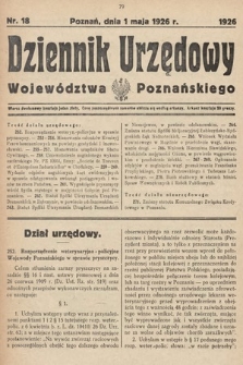 Dziennik Urzędowy Województwa Poznańskiego. 1926, nr 18