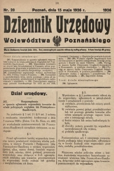 Dziennik Urzędowy Województwa Poznańskiego. 1926, nr 20