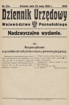 Dziennik Urzędowy Województwa Poznańskiego. 1926, nr 21a 