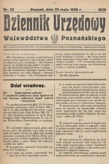Dziennik Urzędowy Województwa Poznańskiego. 1926, nr 22