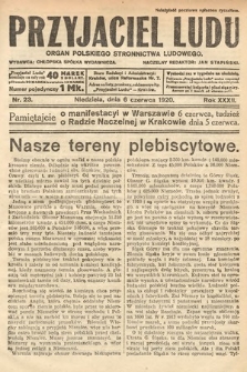 Przyjaciel Ludu : organ Polskiego Stronnictwa Ludowego. 1920, nr 23