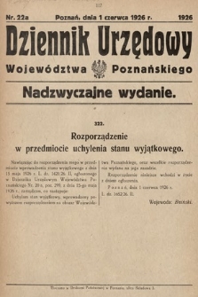 Dziennik Urzędowy Województwa Poznańskiego. 1926, nr 22a 