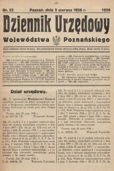 Dziennik Urzędowy Województwa Poznańskiego. 1926, nr 23