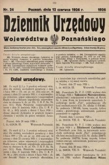 Dziennik Urzędowy Województwa Poznańskiego. 1926, nr 24