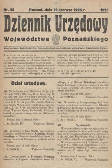 Dziennik Urzędowy Województwa Poznańskiego. 1926, nr 25