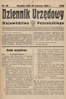 Dziennik Urzędowy Województwa Poznańskiego. 1926, nr 26