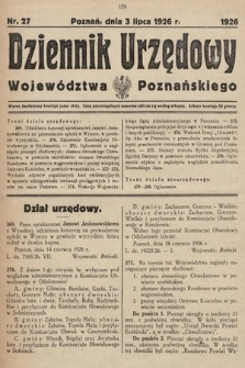 Dziennik Urzędowy Województwa Poznańskiego. 1926, nr 27