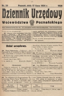 Dziennik Urzędowy Województwa Poznańskiego. 1926, nr 29