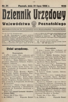Dziennik Urzędowy Województwa Poznańskiego. 1926, nr 31