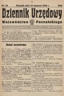 Dziennik Urzędowy Województwa Poznańskiego. 1926, nr 33