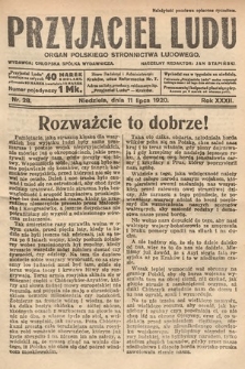Przyjaciel Ludu : organ Polskiego Stronnictwa Ludowego. 1920, nr 28