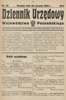 Dziennik Urzędowy Województwa Poznańskiego. 1926, nr 35