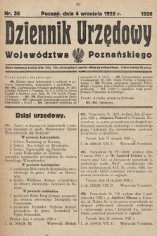Dziennik Urzędowy Województwa Poznańskiego. 1926, nr 36