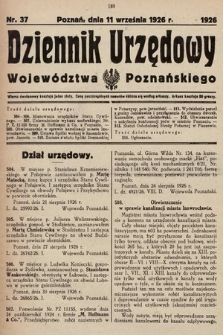 Dziennik Urzędowy Województwa Poznańskiego. 1926, nr 37