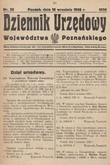 Dziennik Urzędowy Województwa Poznańskiego. 1926, nr 38