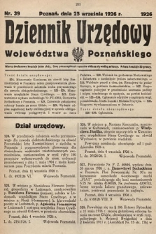 Dziennik Urzędowy Województwa Poznańskiego. 1926, nr 39