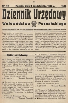Dziennik Urzędowy Województwa Poznańskiego. 1926, nr 40