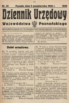 Dziennik Urzędowy Województwa Poznańskiego. 1926, nr 41