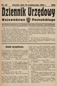 Dziennik Urzędowy Województwa Poznańskiego. 1926, nr 42