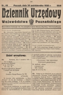 Dziennik Urzędowy Województwa Poznańskiego. 1926, nr 44