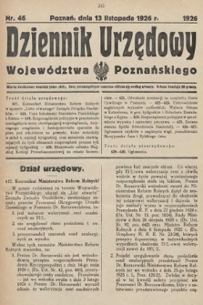 Dziennik Urzędowy Województwa Poznańskiego. 1926, nr 46