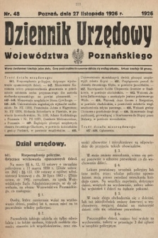 Dziennik Urzędowy Województwa Poznańskiego. 1926, nr 48