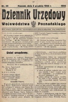 Dziennik Urzędowy Województwa Poznańskiego. 1926, nr 49