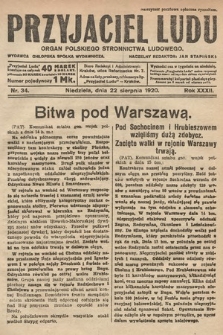 Przyjaciel Ludu : organ Polskiego Stronnictwa Ludowego. 1920, nr 34