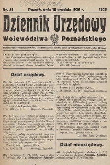 Dziennik Urzędowy Województwa Poznańskiego. 1926, nr 51
