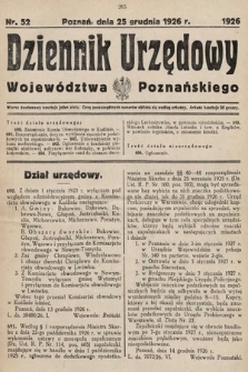 Dziennik Urzędowy Województwa Poznańskiego. 1926, nr 52