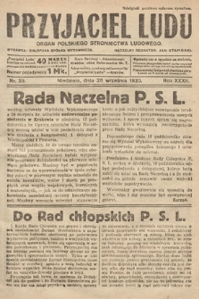 Przyjaciel Ludu : organ Polskiego Stronnictwa Ludowego. 1920, nr 39
