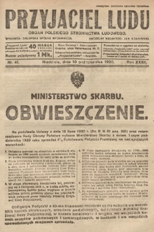 Przyjaciel Ludu : organ Polskiego Stronnictwa Ludowego. 1920, nr 41