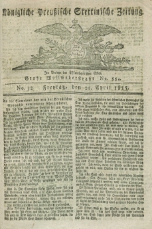 Königliche Preußische Stettinische Zeitung. 1815, No. 32 (21 April) + dod.