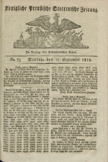 Königliche Preußische Stettinische Zeitung. 1819, No. 74 (13 September) + dod.