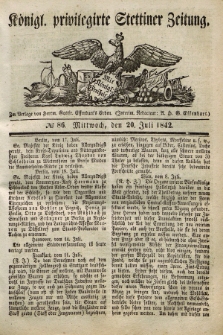 Königl. privilegirte Stettiner Zeitung. 1842, № 86 (20 Juli) + dod.