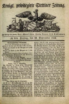 Königl. privilegirte Stettiner Zeitung. 1842, № 114 (23 September) + dod.