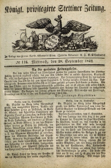 Königl. privilegirte Stettiner Zeitung. 1842, № 116 (28 September) + dod.