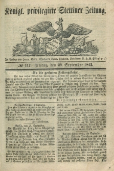 Königl. privilegirte Stettiner Zeitung. 1843, № 117 (29 September) + dod.