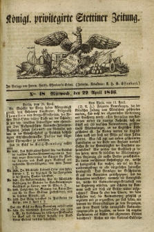 Königl. privilegirte Stettiner Zeitung. 1846, No. 48 (22 April) + dod.