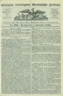 Königlich privilegirte Stettinische Zeitung. 1849, No. 205 (4 September) + dod.