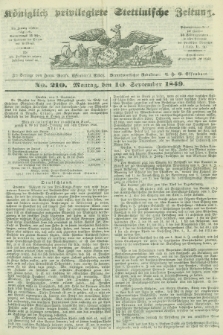 Königlich privilegirte Stettinische Zeitung. 1849, No. 210 (10 September) + dod.