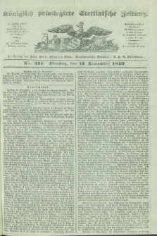 Königlich privilegirte Stettinische Zeitung. 1849, No. 211 (11 September) + dod.