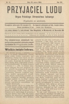 Przyjaciel Ludu : organ Polskiego Stronnictwa Ludowego. 1904, nr 12