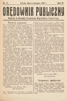 Orędownik Publiczny : dodatek do Dziennika Urzędowego Województwa Pomorskiego. 1924, nr 19