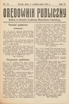 Orędownik Publiczny : dodatek do Dziennika Urzędowego Województwa Pomorskiego. 1924, nr 23