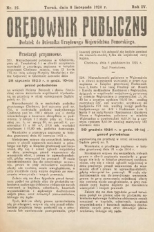 Orędownik Publiczny : dodatek do Dziennika Urzędowego Województwa Pomorskiego. 1924, nr 25