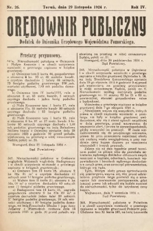 Orędownik Publiczny : dodatek do Dziennika Urzędowego Województwa Pomorskiego. 1924, nr 26