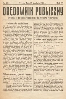 Orędownik Publiczny : dodatek do Dziennika Urzędowego Województwa Pomorskiego. 1924, nr 28